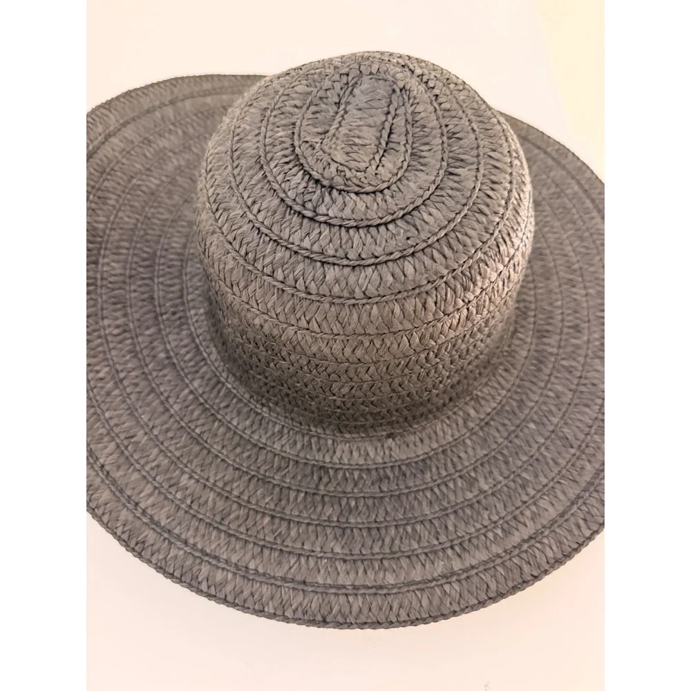 Time and Tru Sun Hat Women One Size Black Excellent Wide‎ Brim Straw Woven
